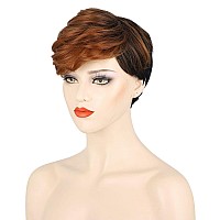 FCHW-wig Short Ombre Hair Wigs For Black Women Short Pixie Cuts Wigs For Black Women Short Straight Black Ladies Wigs Synthetic Short Wigs For Black Women African American Women Wigs (JY-001)