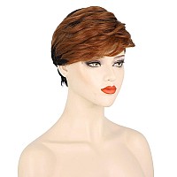 FCHW-wig Short Ombre Hair Wigs For Black Women Short Pixie Cuts Wigs For Black Women Short Straight Black Ladies Wigs Synthetic Short Wigs For Black Women African American Women Wigs (JY-001)