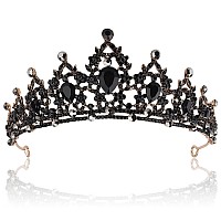 Black Crown Cieher Gothic Baroque Crowns For Women Girls Vintage Black Tiara For Women Luxury Rhinestone Queen Tiara Wedding C