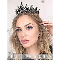 Black Crown Cieher Gothic Baroque Crowns For Women Girls Vintage Black Tiara For Women Luxury Rhinestone Queen Tiara Wedding C