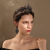 Black Crown Cieher Gothic Baroque Crowns For Women Girls Vintage Black Tiara For Women Luxury Rhinestone Queen Tiara Wedding C