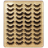 Eyelashes 3D False Lashes Fluffy Natural To Thick Faux Mink Lashes 20 Pairs Pack 1720Mm Long Wispy Crossed Fake Eyelashes 5 Sty