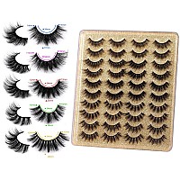 Eyelashes 3D False Lashes Fluffy Natural To Thick Faux Mink Lashes 20 Pairs Pack 1720Mm Long Wispy Crossed Fake Eyelashes 5 Sty