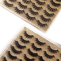 Eyelashes 3D False Lashes Fluffy Natural To Thick Faux Mink Lashes 20 Pairs Pack 1720Mm Long Wispy Crossed Fake Eyelashes 5 Sty