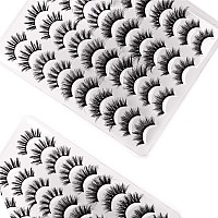 Eyelashes 3D False Lashes Fluffy Natural To Thick Faux Mink Lashes 20 Pairs Pack 1720Mm Long Wispy Crossed Fake Eyelashes 5 Sty