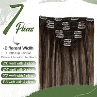 Hetto Clip In Human Hair Extensions Ombre Darkest Brown To Ash Brown Clip In Hair Extensions Remy Human Hair 7 Pieces 10520G Ba