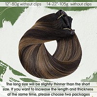 Hetto Clip In Human Hair Extensions Ombre Darkest Brown To Ash Brown Clip In Hair Extensions Remy Human Hair 7 Pieces 10520G Ba