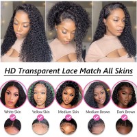 Larima Curly Human Hair Wig 13X4 Hd Transparent Lace Front Wigs Human Hair Pre Plucked 180 Density Kinky Curly Wig Glueless Wig