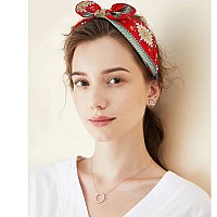 Jaciya 6 Pieces Knotted Bow Headbands For Women Turban Wide Headbands For Women Knot Headband 6 Colors Fashion Polka Dot Head