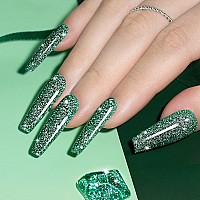 Rarjsm Glitter Gel Polish Olive Green Nail Polish Sparkly Shiny Gel Nail Art Uv Led Lamp Need Nail Gel For Manicure Diy And Nai