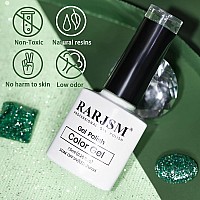 Rarjsm Glitter Gel Polish Olive Green Nail Polish Sparkly Shiny Gel Nail Art Uv Led Lamp Need Nail Gel For Manicure Diy And Nai