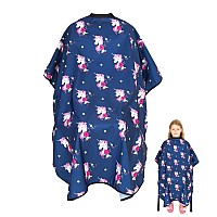 Hair Cutting Cape For Kids Unicorns Print Water Resistant Salon Cape Snap Closure Kids Haircut Cape Barber Cape For Ki