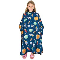 Hair Cutting Cape For Kids Outer Space Print Water Resistant Salon Cape Snap Closure Kids Haircut Cape Barber Cape For