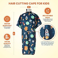 Hair Cutting Cape For Kids Outer Space Print Water Resistant Salon Cape Snap Closure Kids Haircut Cape Barber Cape For