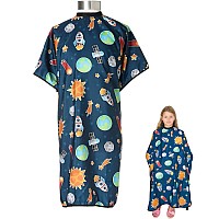 Hair Cutting Cape For Kids Outer Space Print Water Resistant Salon Cape Snap Closure Kids Haircut Cape Barber Cape For