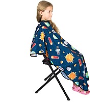 Hair Cutting Cape For Kids Outer Space Print Water Resistant Salon Cape Snap Closure Kids Haircut Cape Barber Cape For