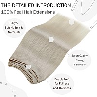 Hetto Blonde Weft Hair Extensions Sew In Human Hair Extensions 14 Inch 60 Platinum Blonde Brazilian Human Hair Weft Sew In Doub