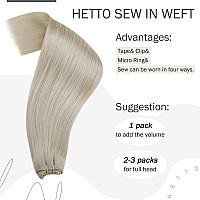 Hetto Blonde Weft Hair Extensions Sew In Human Hair Extensions 14 Inch 60 Platinum Blonde Brazilian Human Hair Weft Sew In Doub