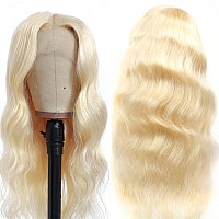 Huangcai 613 Lace Front Wig Human Hair 24Inch 13X1 Blonde Lace Front Wig Human Hair 613 Lace Frontal Wig For Women Pre Plucked W