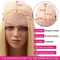 Huangcai 613 Lace Front Wig Human Hair 24Inch 13X1 Blonde Lace Front Wig Human Hair 613 Lace Frontal Wig For Women Pre Plucked W