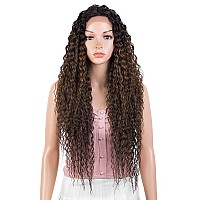 Joedir 28 Long Curly Lace Front With 15X3 Lace Wig Heat Resistant Synthetic Wigs For Black Women 130 Densityombre Brown Co