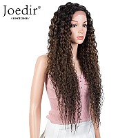 Joedir 28 Long Curly Lace Front With 15X3 Lace Wig Heat Resistant Synthetic Wigs For Black Women 130 Densityombre Brown Co