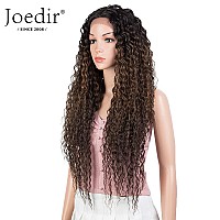 Joedir 28 Long Curly Lace Front With 15X3 Lace Wig Heat Resistant Synthetic Wigs For Black Women 130 Densityombre Brown Co