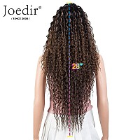 Joedir 28 Long Curly Lace Front With 15X3 Lace Wig Heat Resistant Synthetic Wigs For Black Women 130 Densityombre Brown Co