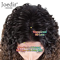 Joedir 28 Long Curly Lace Front With 15X3 Lace Wig Heat Resistant Synthetic Wigs For Black Women 130 Densityombre Brown Co