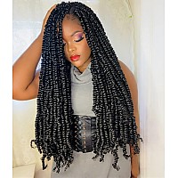 The BOHOBABE Pre-twisted Passion Twist Crochet Hair 24 Inch Pre-looped Long Crochet Passion Twist Braiding Hair 8 Packs Soft Bohemian Twists (2#)