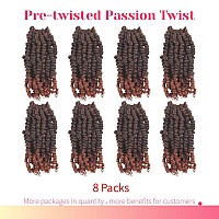 The Bohobabe Crochet Passion Twist Hair Pretwisted 10 Inch Short Prelooped Passion Twist Crochet Braiding Hair 8 Packs T350