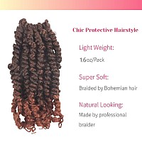 The Bohobabe Crochet Passion Twist Hair Pretwisted 10 Inch Short Prelooped Passion Twist Crochet Braiding Hair 8 Packs T350