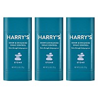 Harrys Extra - Strength Antiperspirant - Odor & Enhanced Sweat Control Antiperspirant For Men - Stone, Pack Of 3