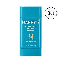 Harrys Deodorant Antiperspirant Odor Sweat Control Antiperspirant For Men Redwood 25 Oz Pack Of 3Blue