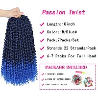 Ubeleco Short Passion Twist Hair10 Inch Water Wave Crochet Hair Passion Twist Crochet Hair 22 Strandspack Ombre Blue Bohemian