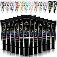 Seisso Stamp Nail Polish Gels, 12 Colors Stamping Gels Black White Glitter Green/Silver/Golden For Nail Stamp Plate Stamper