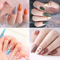 9 Sheets Metallic Gold Nail Art Stickers 3D Nail Decals Holographic Metallic Chains Line Heart Wave Point Circle Nail Art Design