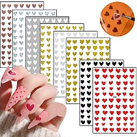 8 Sheets Love Heart Nail Art Stickers Decals Selfadhesive Nails Sticker Laser Gold Silver Red Black Heart Nail Art Design 3D Na