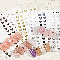 8 Sheets Love Heart Nail Art Stickers Decals Selfadhesive Nails Sticker Laser Gold Silver Red Black Heart Nail Art Design 3D Na