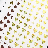 8 Sheets Love Heart Nail Art Stickers Decals Selfadhesive Nails Sticker Laser Gold Silver Red Black Heart Nail Art Design 3D Na