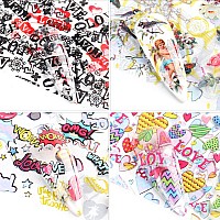 Valentines Day Nail Art Foil Transfer Nail Art Stickers Decals Nails Supplies Rose Lips Heart Love Letters Holographic Nail Art