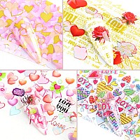 Valentines Day Nail Art Foil Transfer Nail Art Stickers Decals Nails Supplies Rose Lips Heart Love Letters Holographic Nail Art