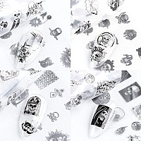 Punk Skull Nail Foil Transfer Stickers Decals Nail Art Foils Skeleton Skull Pirate Holographic Nail Art Film Design For Women Gi