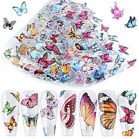 Butterfly Nail Art Stickers Transfer Foils Butterflies Nail Foil Laser Glitter Butterfly Nail Art Design Holographic Nail Film D