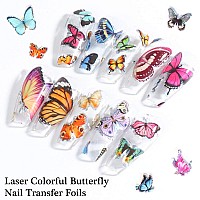 Butterfly Nail Art Stickers Transfer Foils Butterflies Nail Foil Laser Glitter Butterfly Nail Art Design Holographic Nail Film D