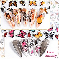 Butterfly Nail Art Stickers Transfer Foils Butterflies Nail Foil Laser Glitter Butterfly Nail Art Design Holographic Nail Film D