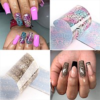 Snake Nail Foil Transfer Stickers Nail Art Supplies Laser Nail Foil Decals Holographic Snake Print Nails Foils Design For Wome