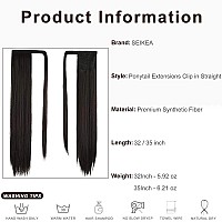 Seikea Clip In Ponytail Extension Wrap Around Long Straight Pony Tail Hair Synthetic Hairpiece For Women 35 Inch Color Black Bro