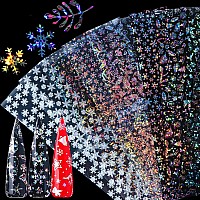 Christmas Nail Art Foils Transfer Stickers Winter Nail Foil Decals Adhesive Acrylic Nails Design Supplies Holographic Laser Star