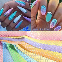 Fish Scales Nail Art Foils Colorful Nail Foil Transfer Stickers Decals Holographic Laser Line Mermaid Nail Art Design For Women